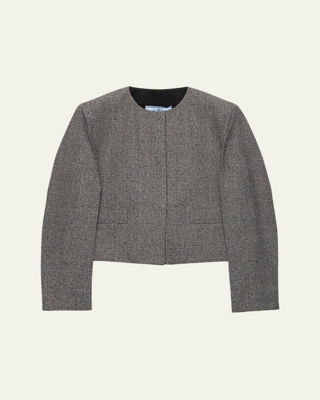 Prince Of Wales Mouline Boxy Crop Jacket